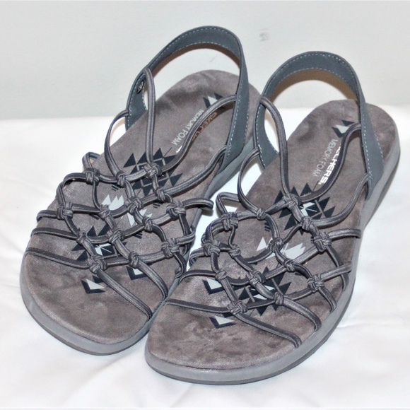 grey skechers sandals